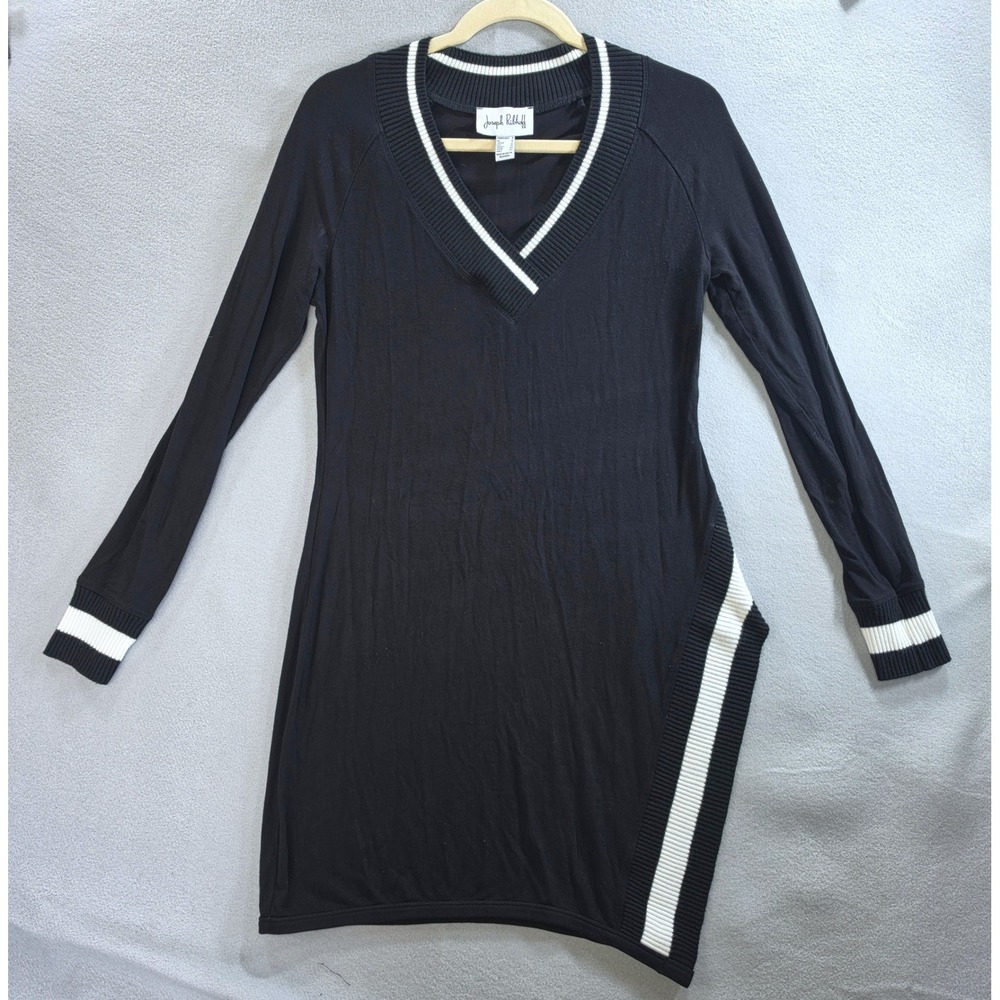 Joseph Ribkoff Preppy Old Money Asymmetrical Stripe V-Neck Sweater Dress 8